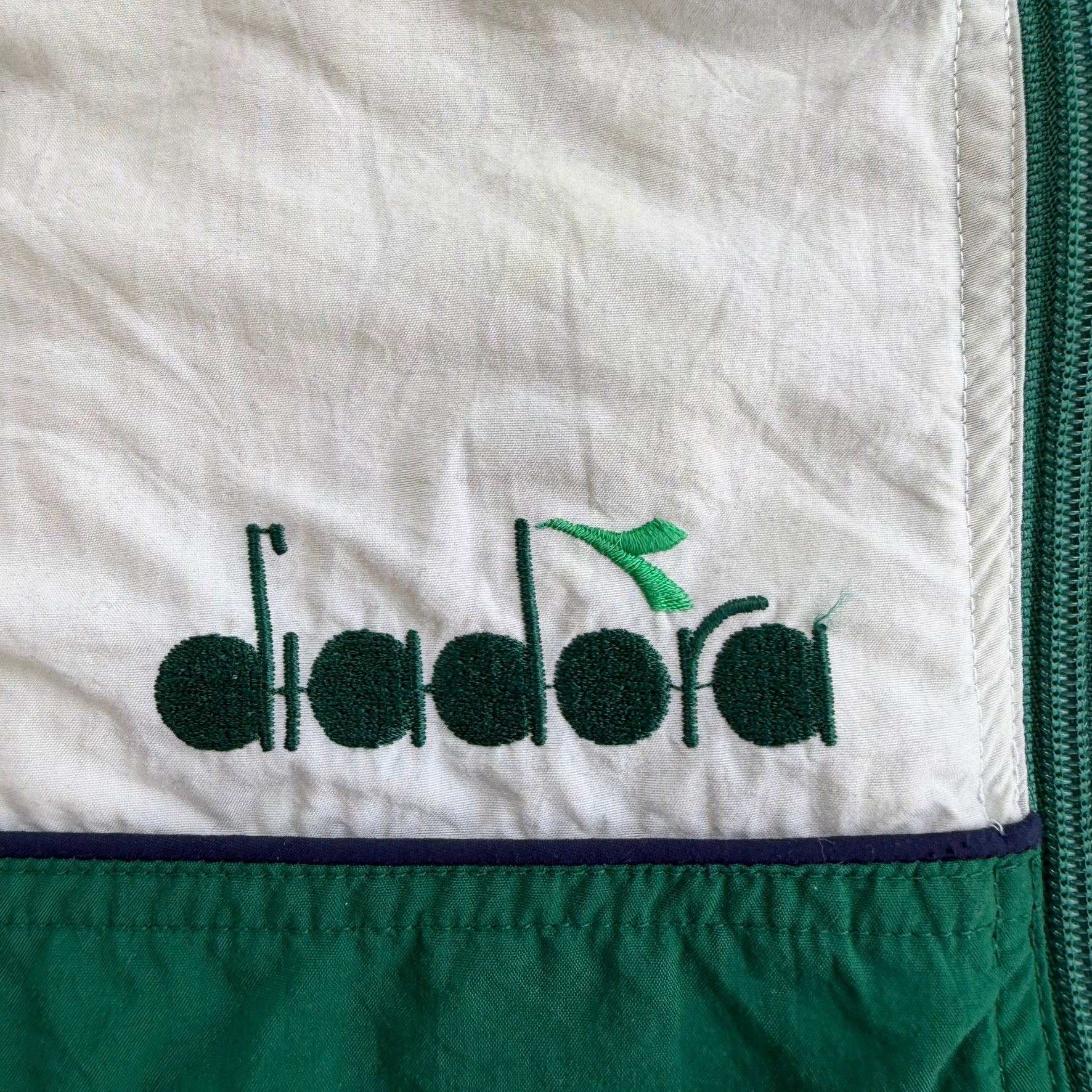 J- Vintage 90s Diadora Soccer Embroidered Text Zip Up Lightweight Jacket - XL