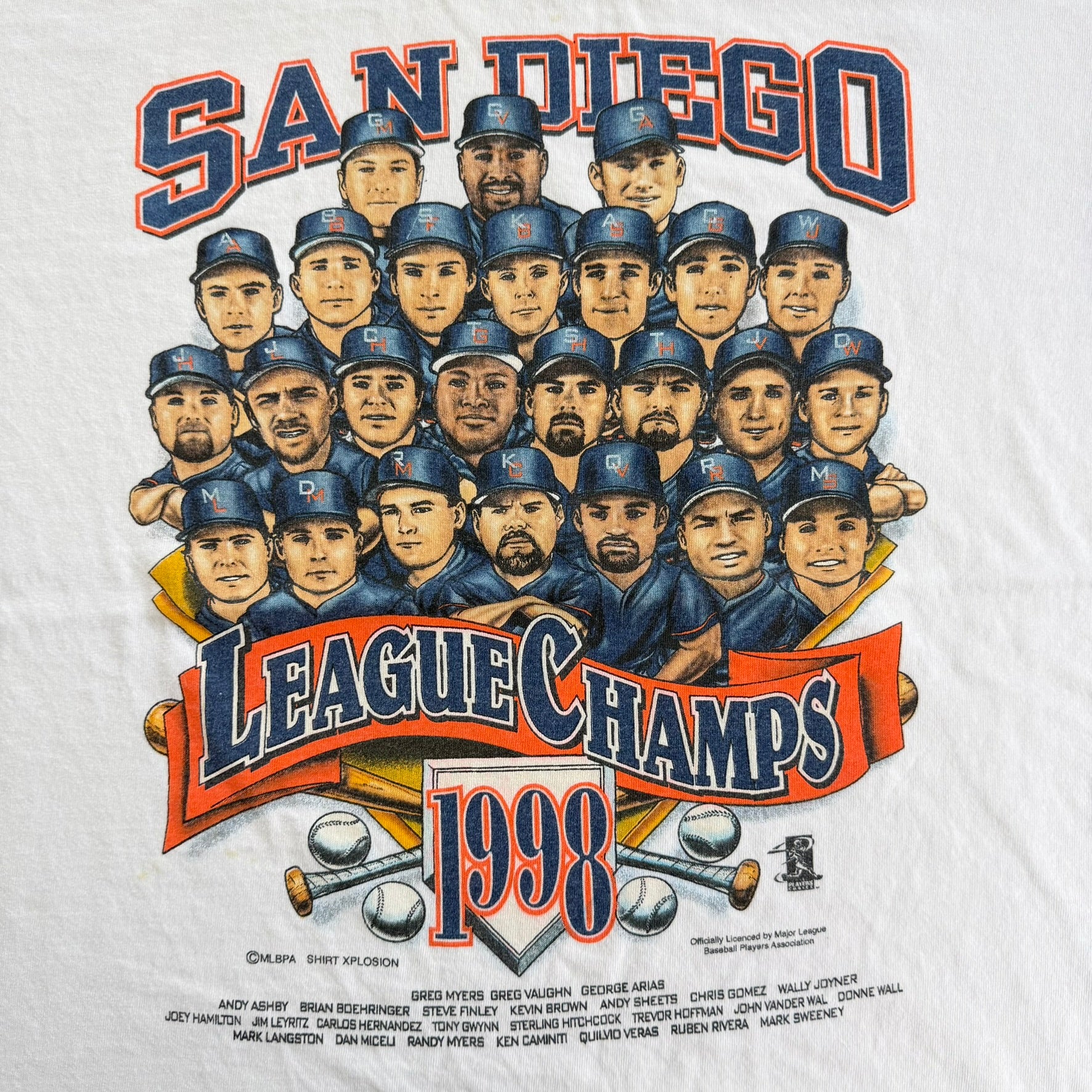 J- Vintage '98 San Diego Padres MLB League Champs Cartoon Tee - XL