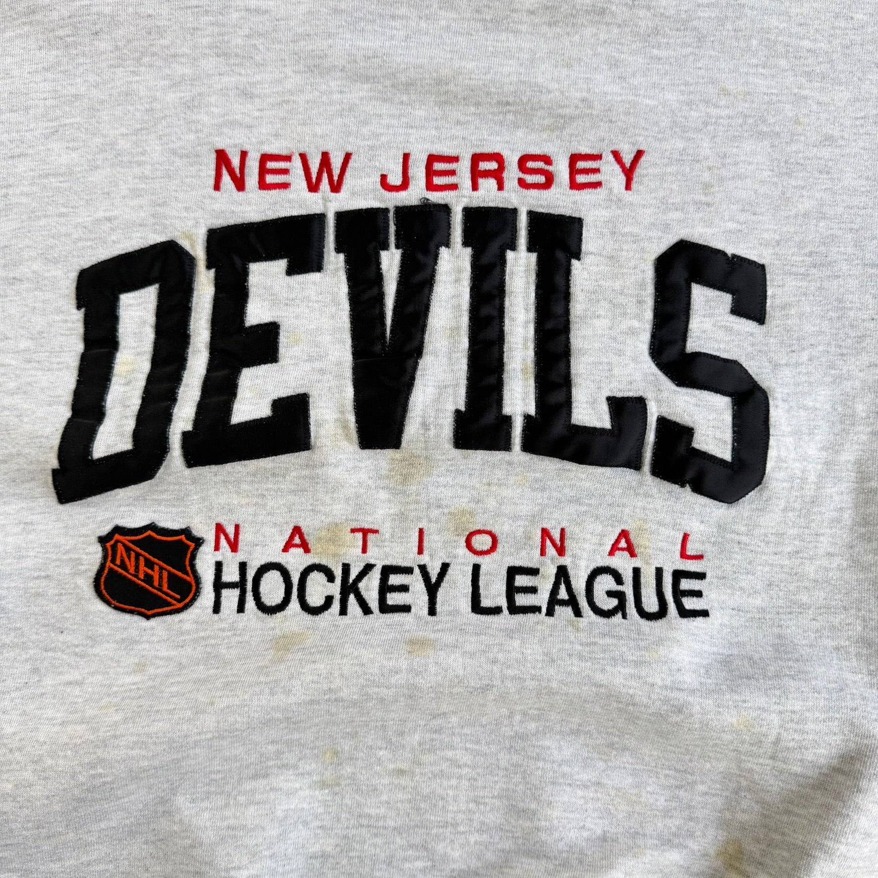 Vintage 90s New Jersey Devils NHL Russell Embroidered Graphic Made In USA Crewneck - 2XL