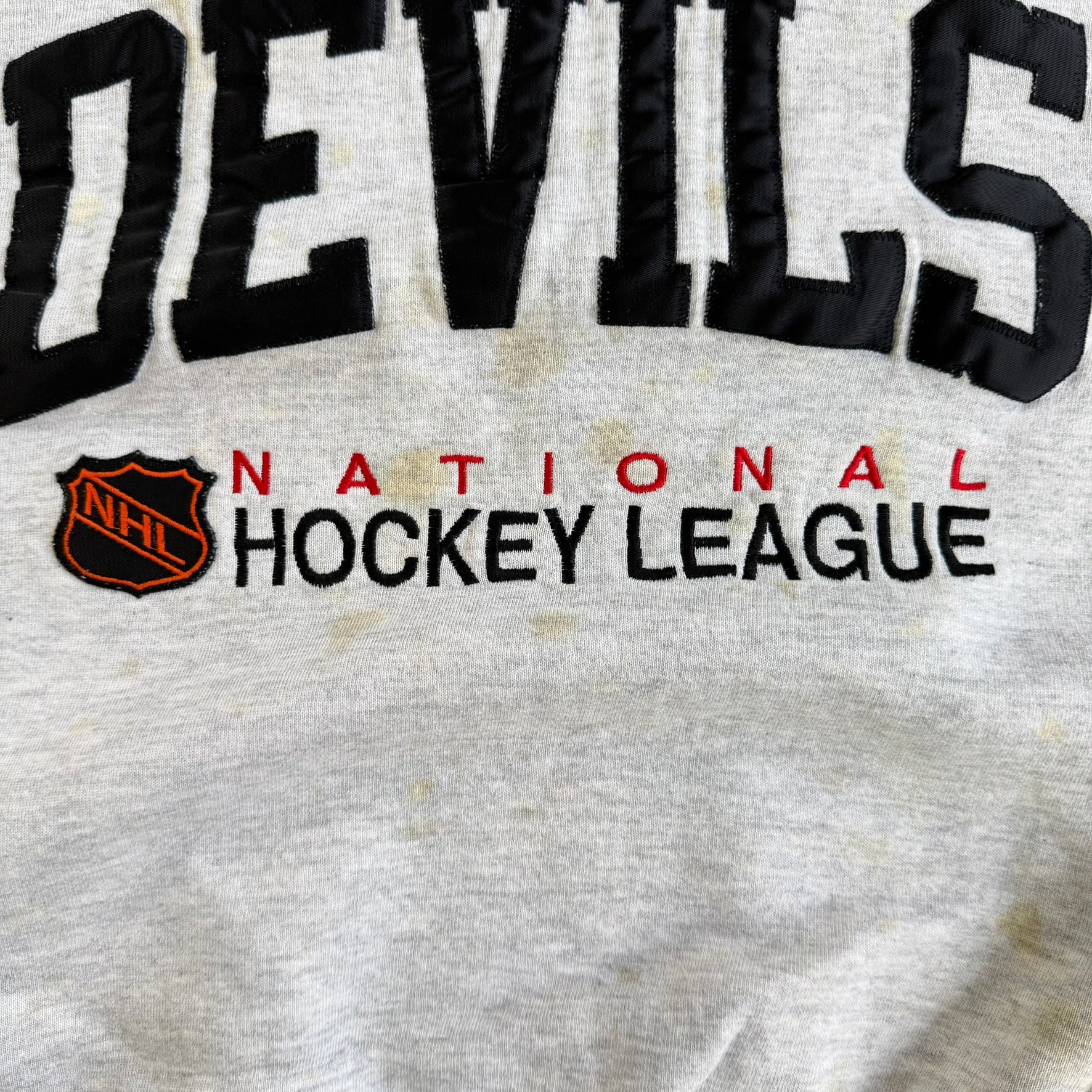 Vintage 90s New Jersey Devils NHL Russell Embroidered Graphic Made In USA Crewneck - 2XL