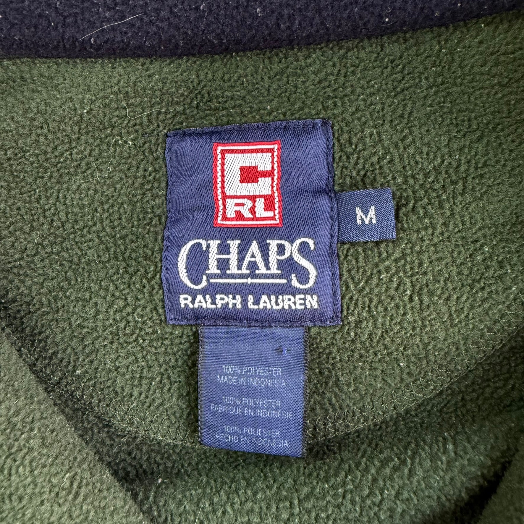 Vintage 90s Chaps RL Embroidered Quarter Zip Polar Fleece - M