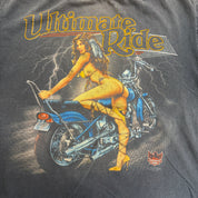 J- Vintage 3D Emblem Ultimate Ride Motorcycle Graphic Made In USA Single Stitch Tee - XL