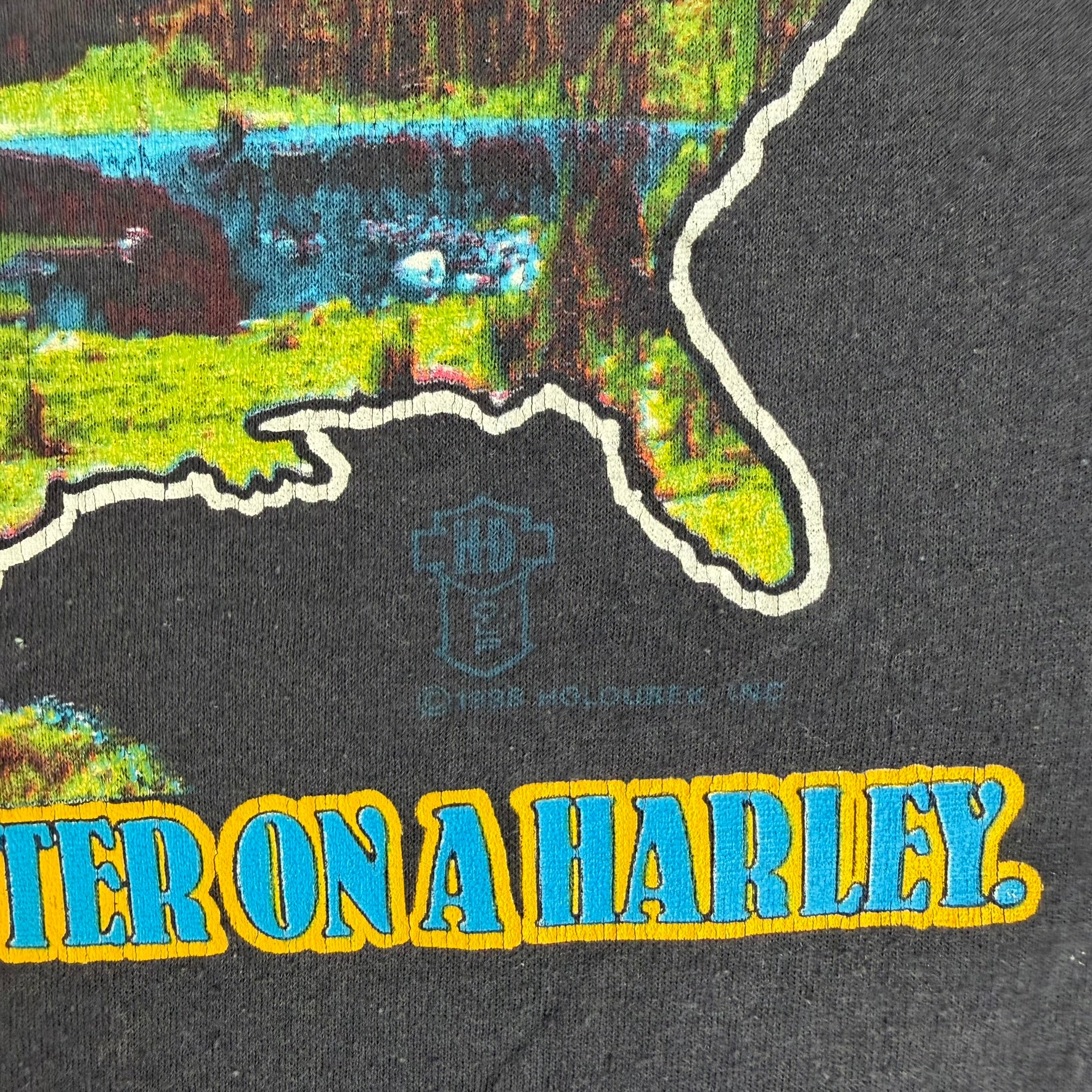 J- Vintage '88 Harley Davidson America The Beautiful Graphic Made In USA Single Stitch Tee - L