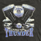 J- Vintage '95 Harley Davidson Lafayette Ville Feel The Thunder Graphic Made In USA Single Stitch Tee - L