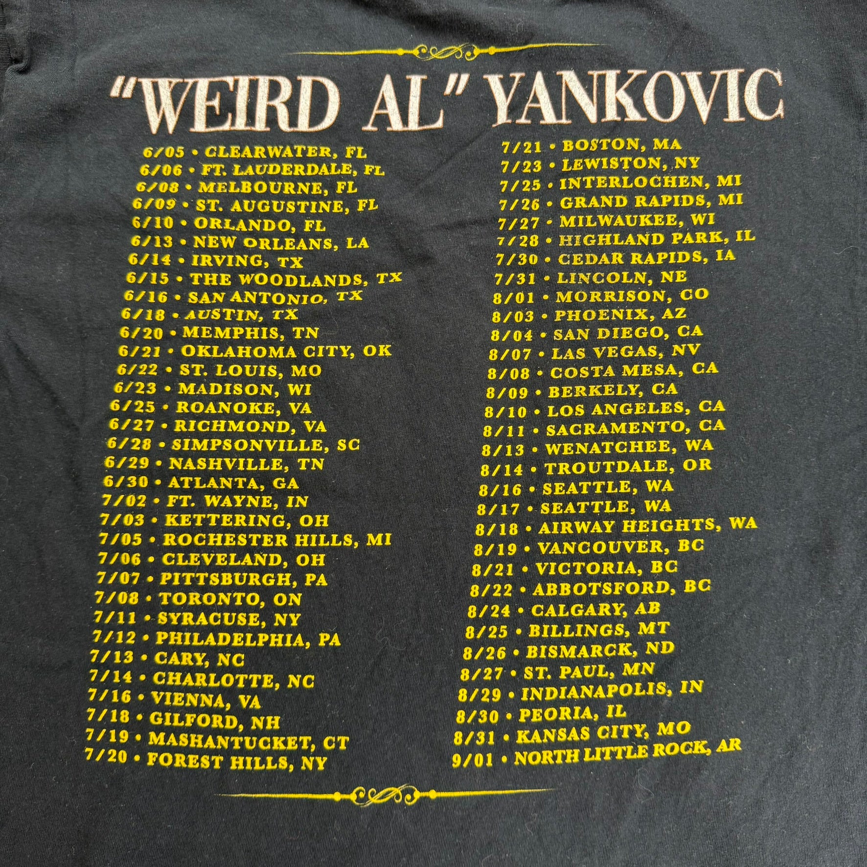 J- '19 Weird Al Yankovic Strings Attached Tour Picture Tee - L