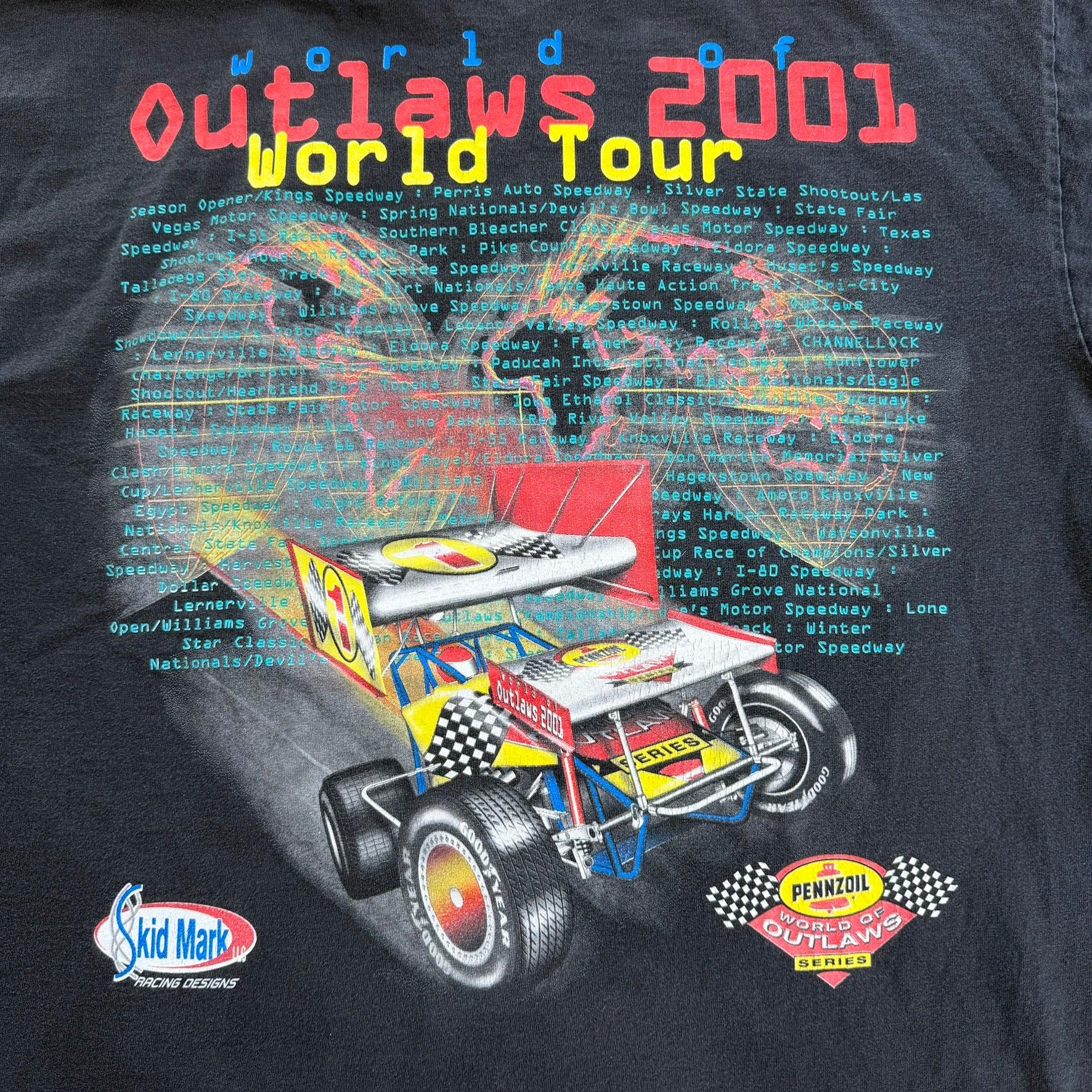 J- Vintage '01 World Of Outlaws Pennzoil Series Racing Graphic Tee - XL