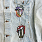 HOM Rolling Stones Its Only Rock N Roll Light Wash Reworked Denim Jacket - M