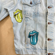 HOM Rolling Stones Its Only Rock N Roll Light Wash Reworked Denim Jacket - M