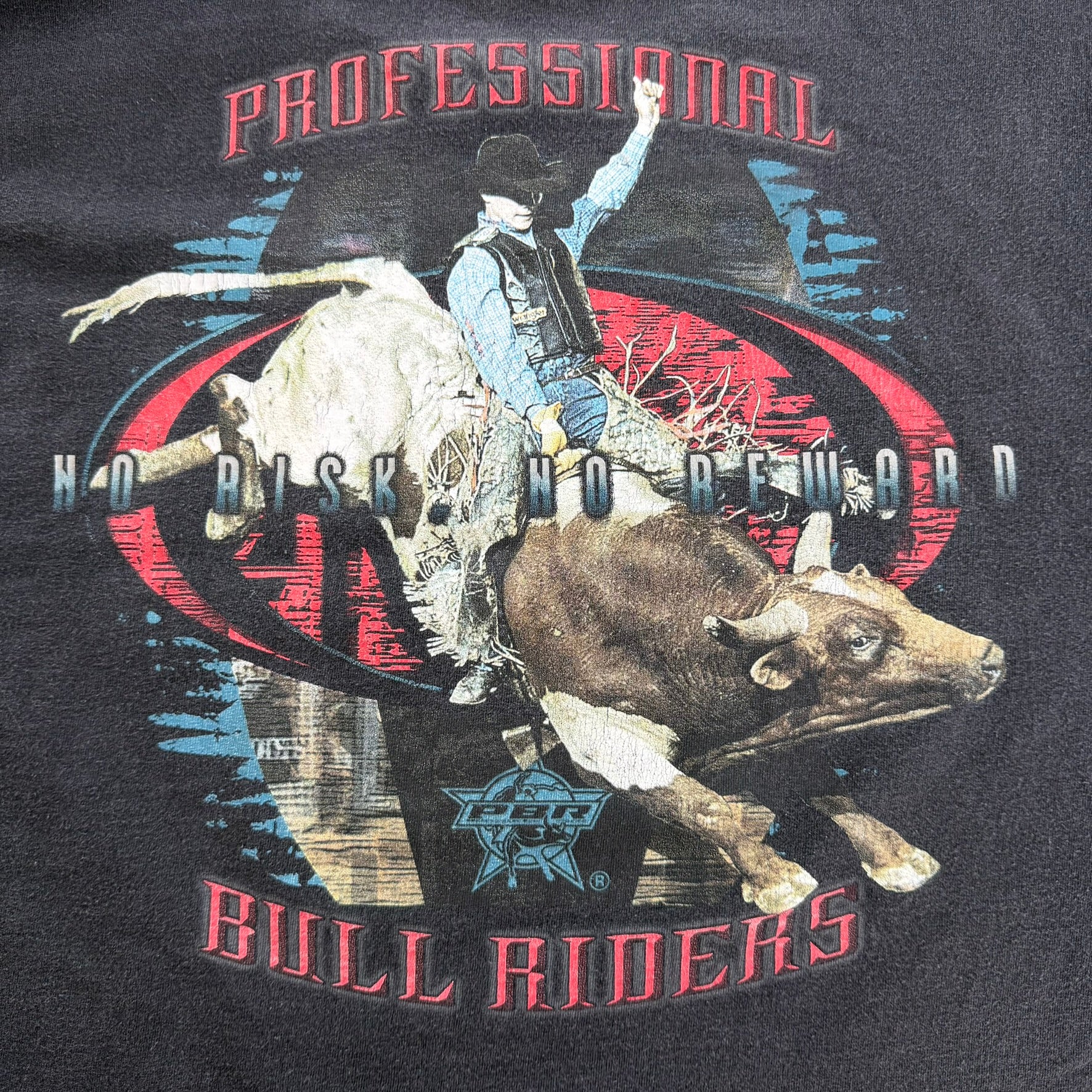J- Vintage 90s Wrangler Professional Bull Rider Picture Graphic Tee - XL