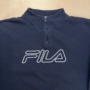 J- Vintage Fila Embroidered Text Quarter Zip Crewneck - XL