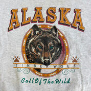 Vintage 90s Alaska Timberwolf Call Of The Wind Made In USA Crewneck - 2XL