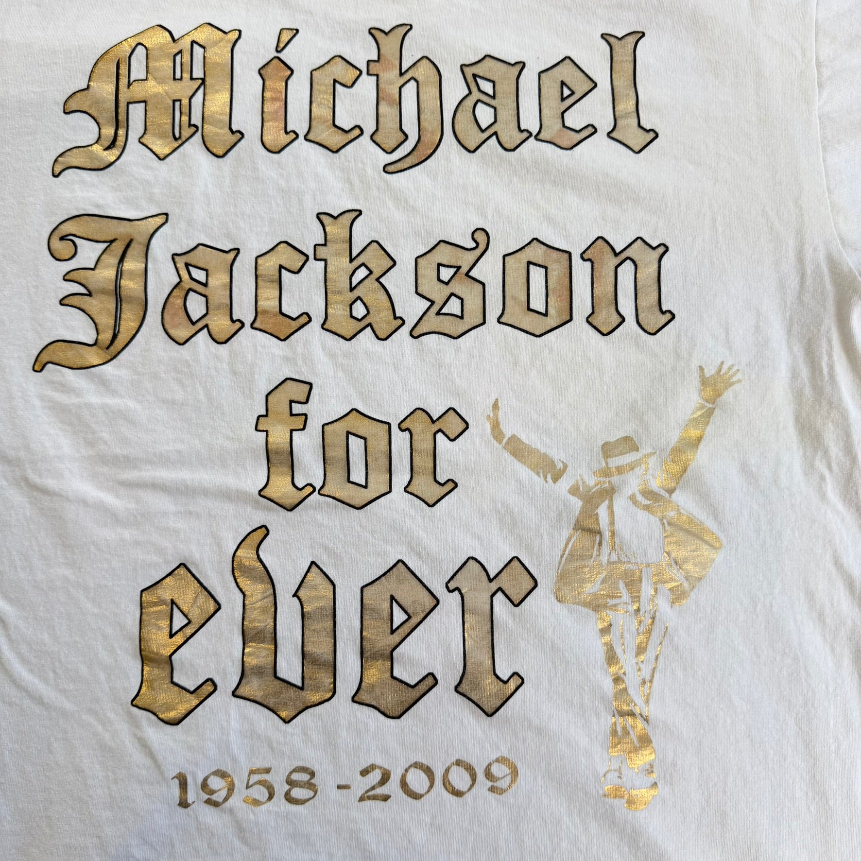 J- Vintage '09 Michael Jackson Legendary Picture & Rhinestones Text Graphic Tee - XL