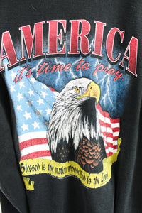 Vintage 1995 American It's Time To Pray Flag & Eagle Tee