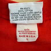 J- Vintage '92 Coca Cola Logo text Graphic Made In USA Tee - L
