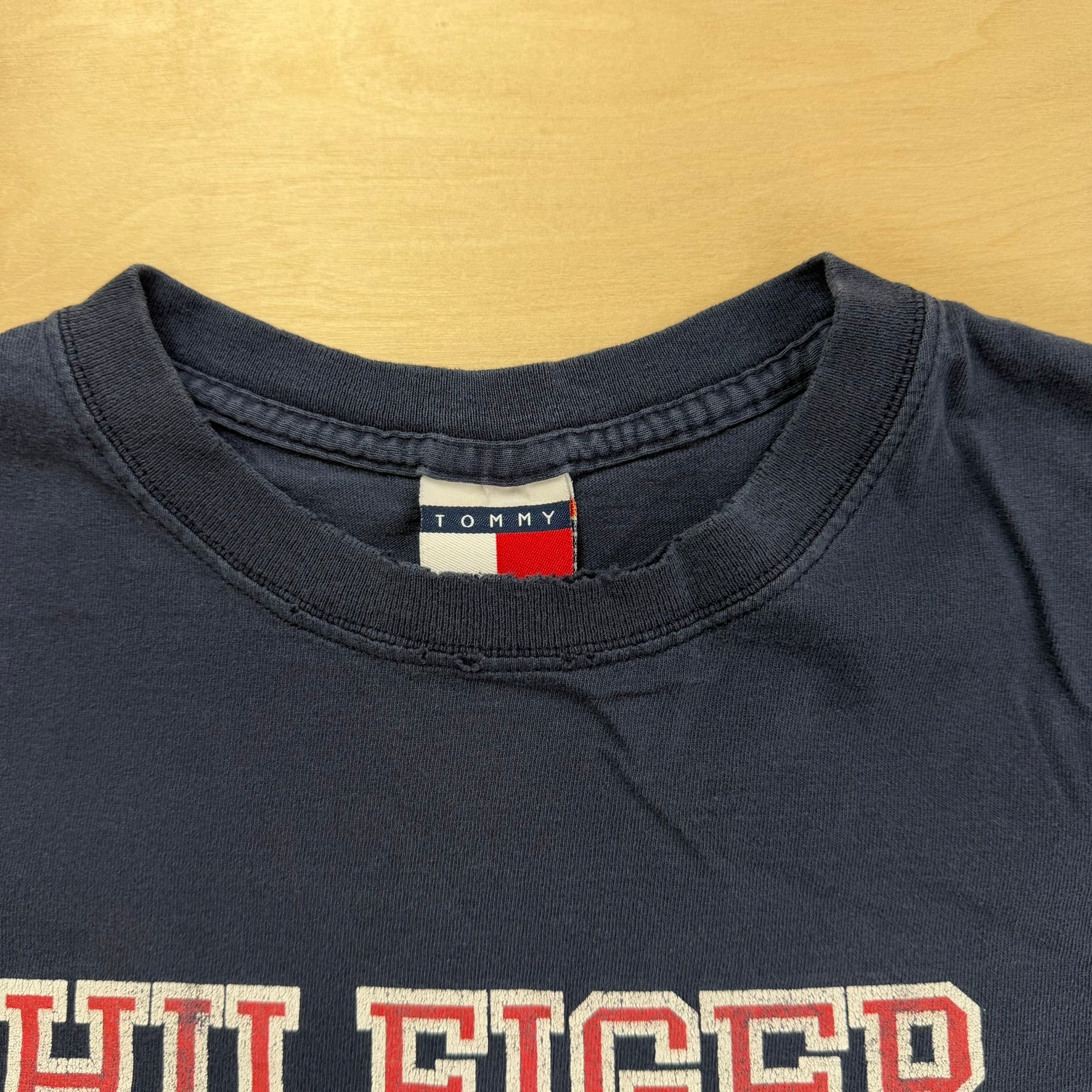 J- Vintage Tommy Hilfiger Text Made In USA Tee - L