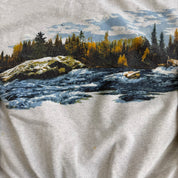Vintage 90s Art Unlimited Eagle & River Jumbo Print Made In USA Henley Crewneck - L