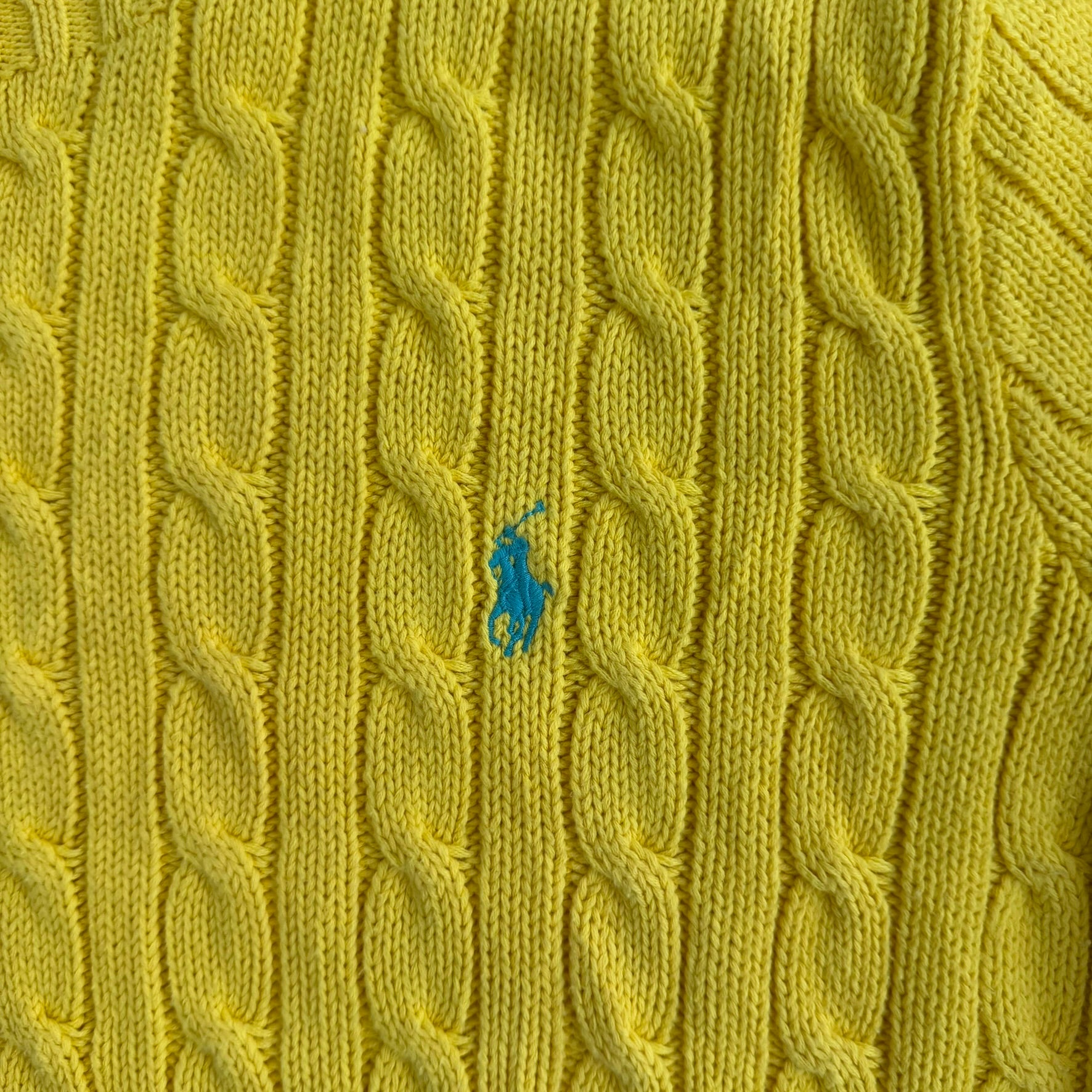 Vintage Women's Ralph Lauren Embroidered Logo Yellow Knit Sweater - Women's XL