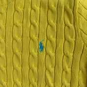 Vintage Women's Ralph Lauren Embroidered Logo Yellow Knit Sweater - Women's XL