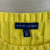 Vintage Women's Ralph Lauren Embroidered Logo Yellow Knit Sweater - Women's XL