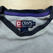 J- Vintage Chaps Ralph Lauren Embroidered Text Cropped Long Sleeve Tee - M