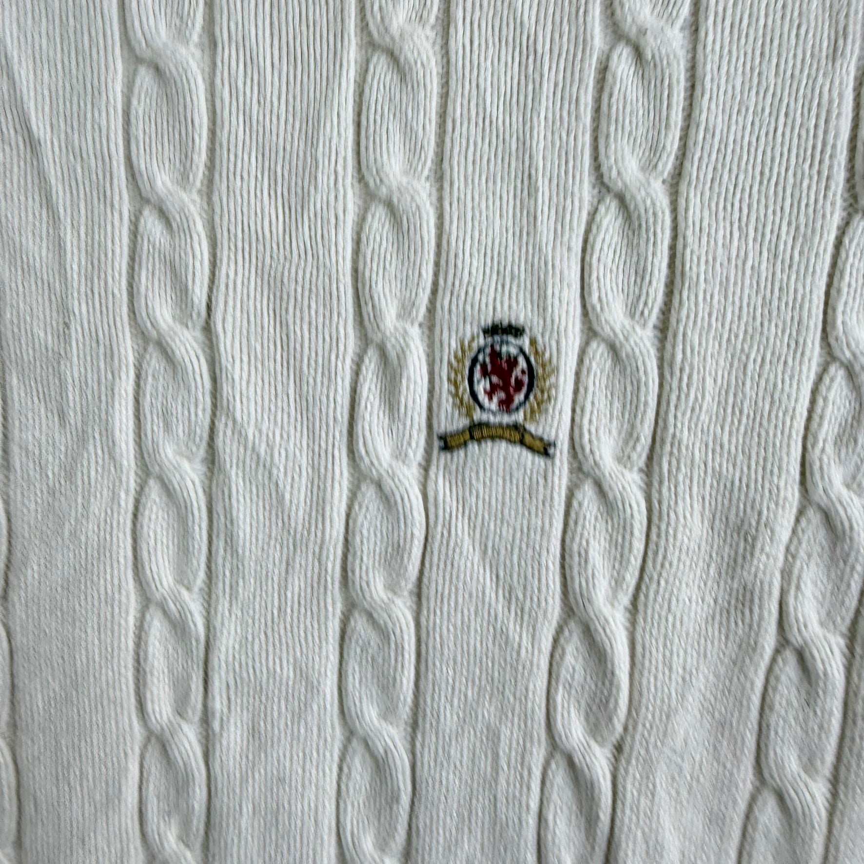 Vintage 90s Tommy Hilfiger Embroidered Crest Knit Sweater - 2XL