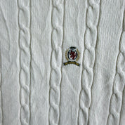Vintage 90s Tommy Hilfiger Embroidered Crest Knit Sweater - 2XL