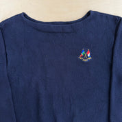 Vintage 90s Polo RL Embroidered Text & Flag Navy Knit Sweater - L