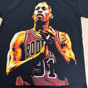 J- Dennis Rodman Apparel Chicago Bulls NBA Picture Tee - L