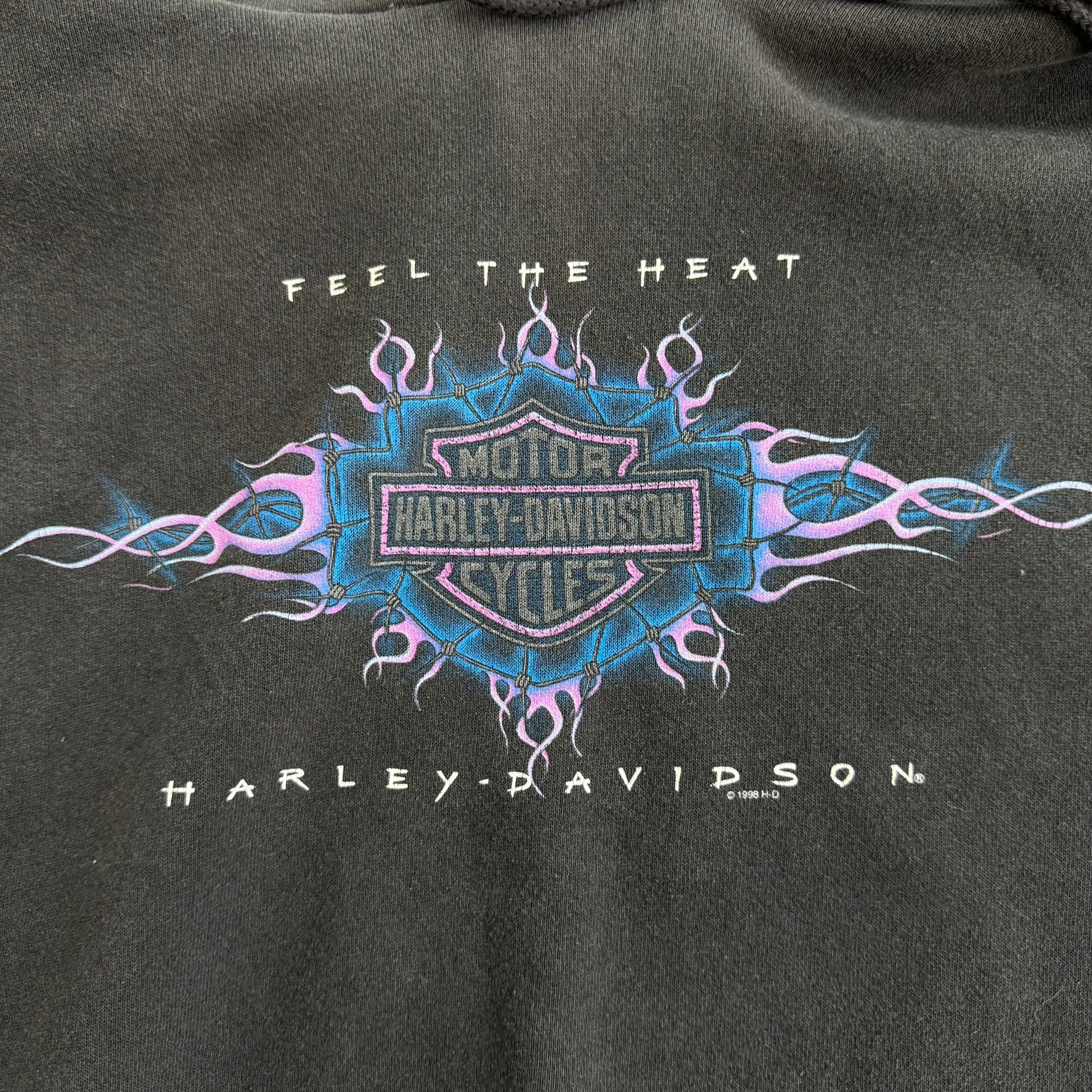 J- Vintage '98 Harley Davidson Reno Nevada Feel The Heat Graphic Hoodie - XL