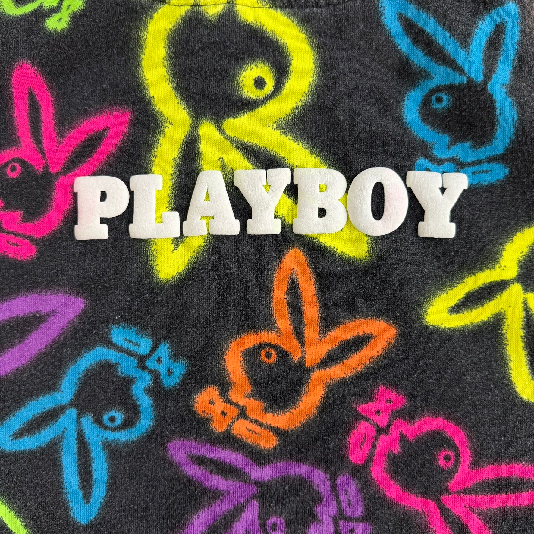 Playboy Puff Print Logo & All Over Print Bunny Hoodie - M