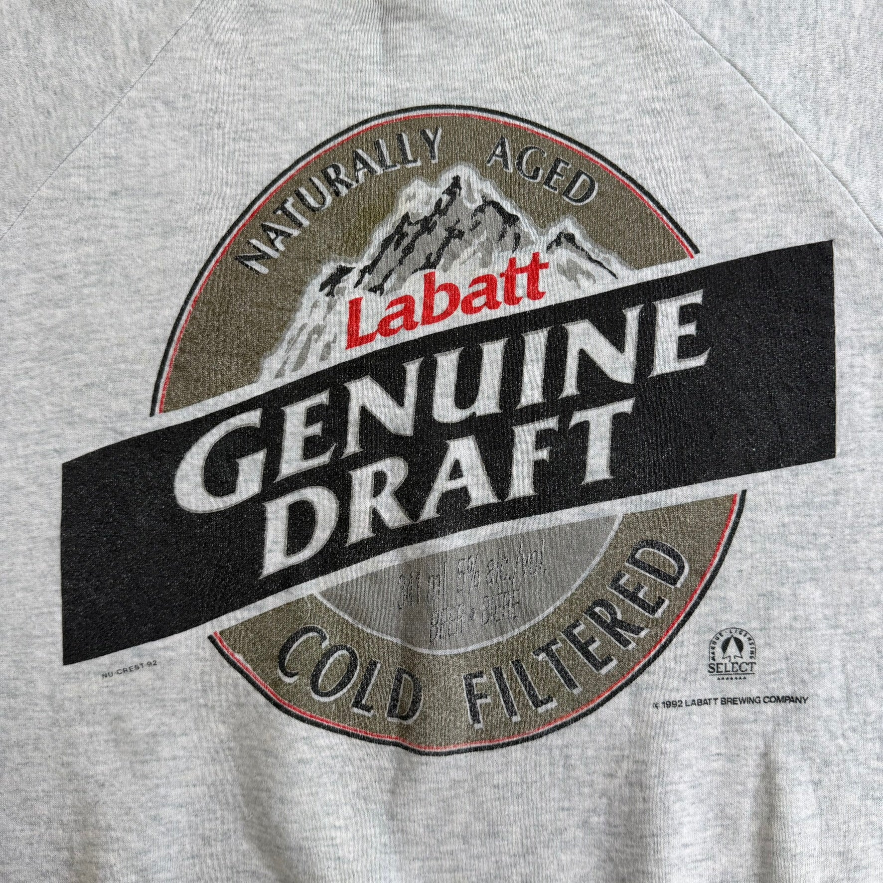 J- Vintage '92 Labatt Genuine Draft Beer Graphic Crewneck - L