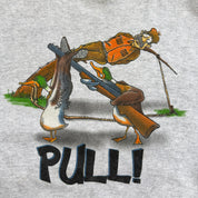 J- Vintage Hunting Ducks Pull! Cartoon Graphic Made In USA Crewneck - L