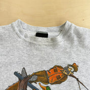 J- Vintage Hunting Ducks Pull! Cartoon Graphic Made In USA Crewneck - L