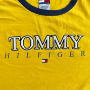 J- Vintage Tommy Hilfiger Puff Text Graphic Ringer Tee - XL