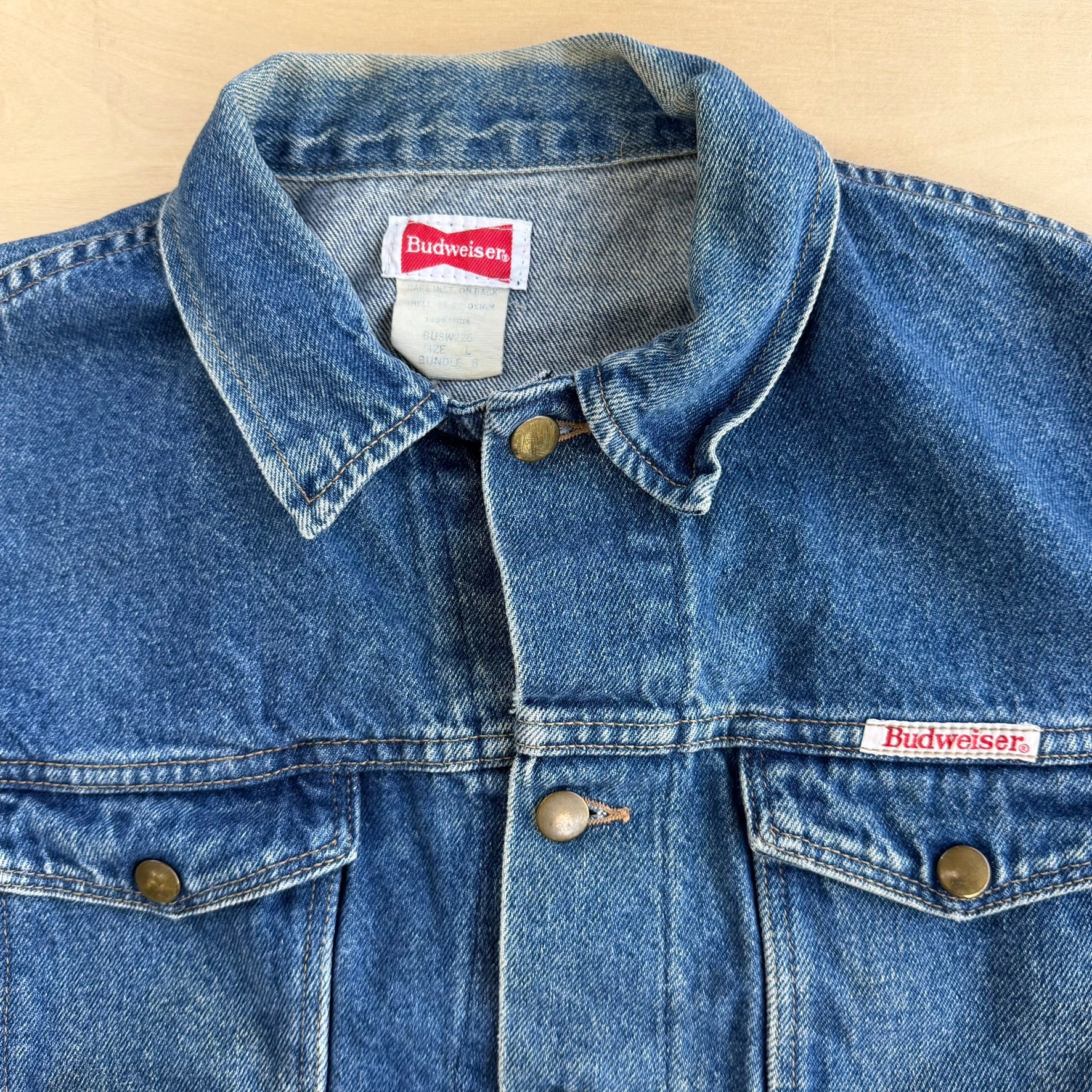 Vintage 90s Budweiser Beer Logo Denim Jacket - L