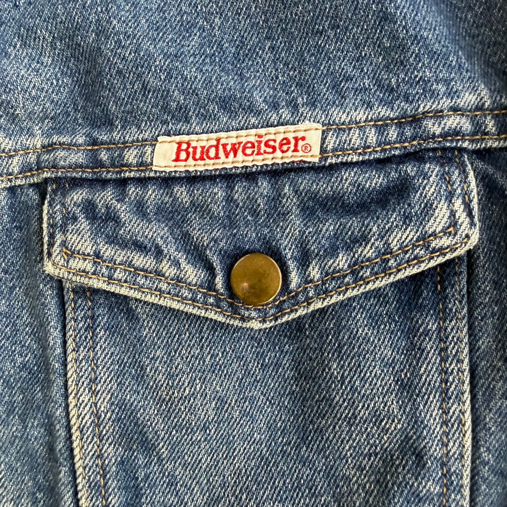 Vintage 90s Budweiser Beer Logo Denim Jacket - L