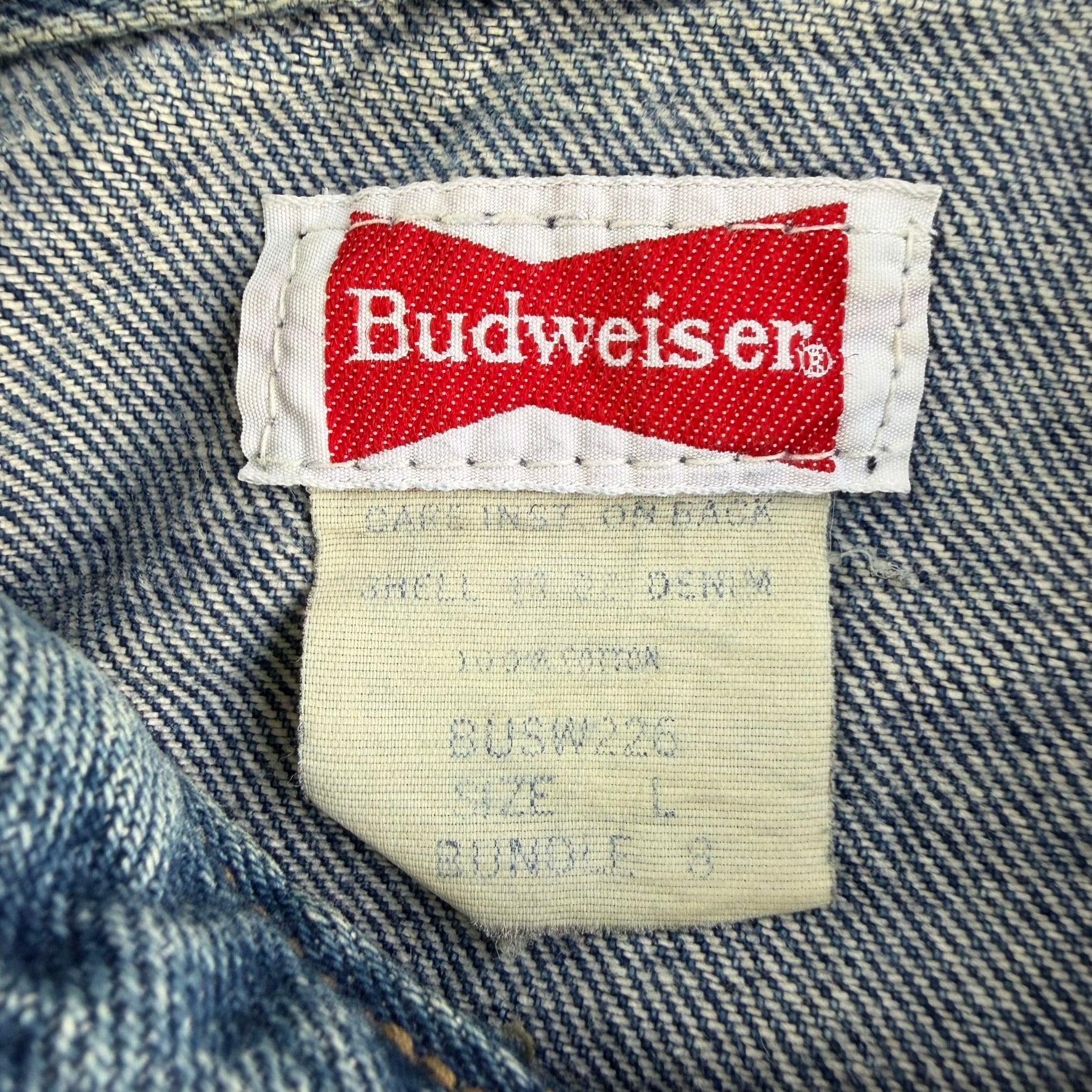 Vintage 90s Budweiser Beer Logo Denim Jacket - L