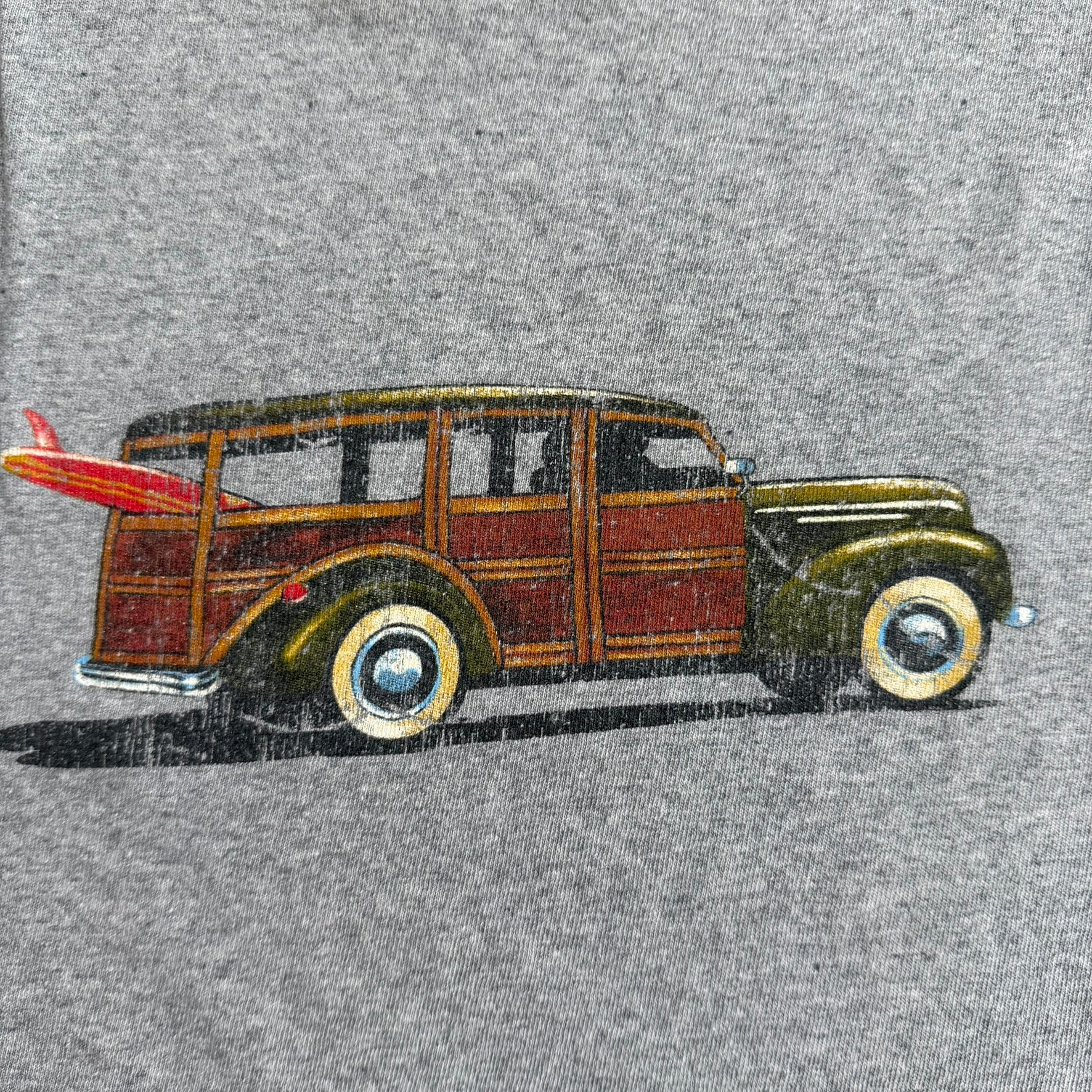 J- Vintage Tommy Hilfiger Car & Surfboard Graphic & Text Long Sleeve Tee - XL