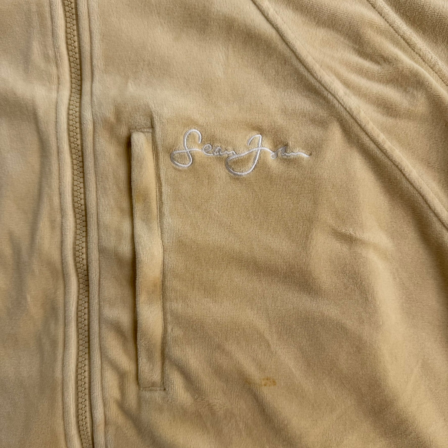 J- Vintage Sean John Embroidered Text Velour Track Jacket - 2XL