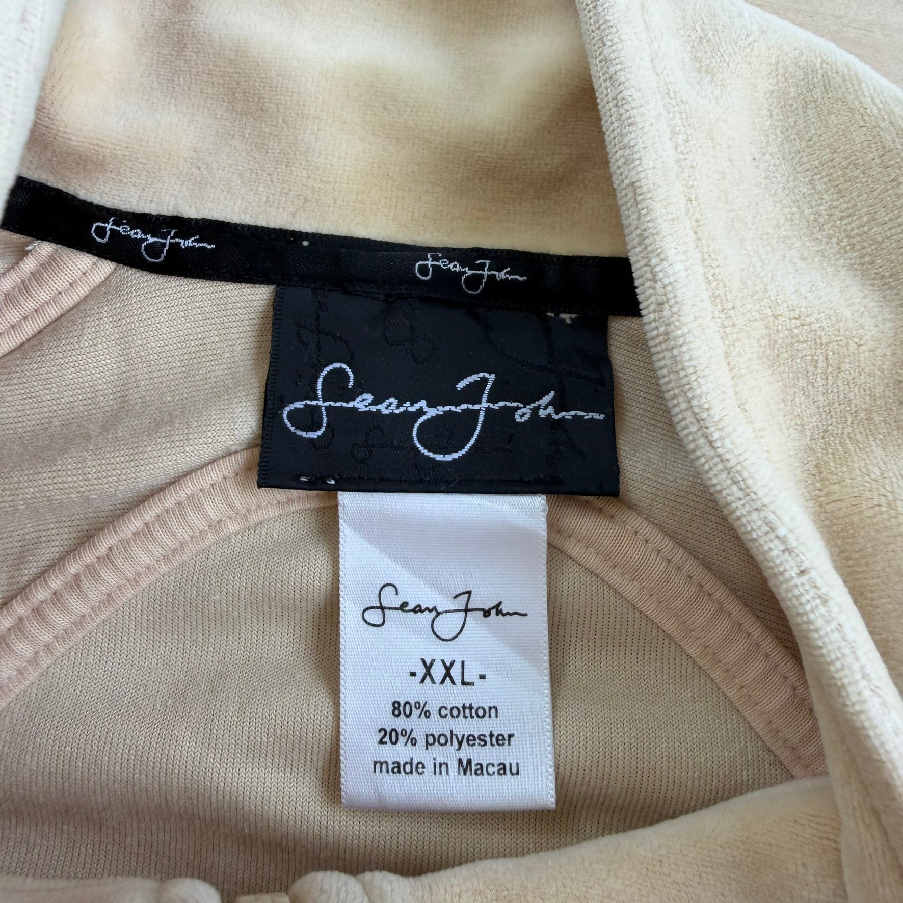 J- Vintage Sean John Embroidered Text Velour Track Jacket - 2XL