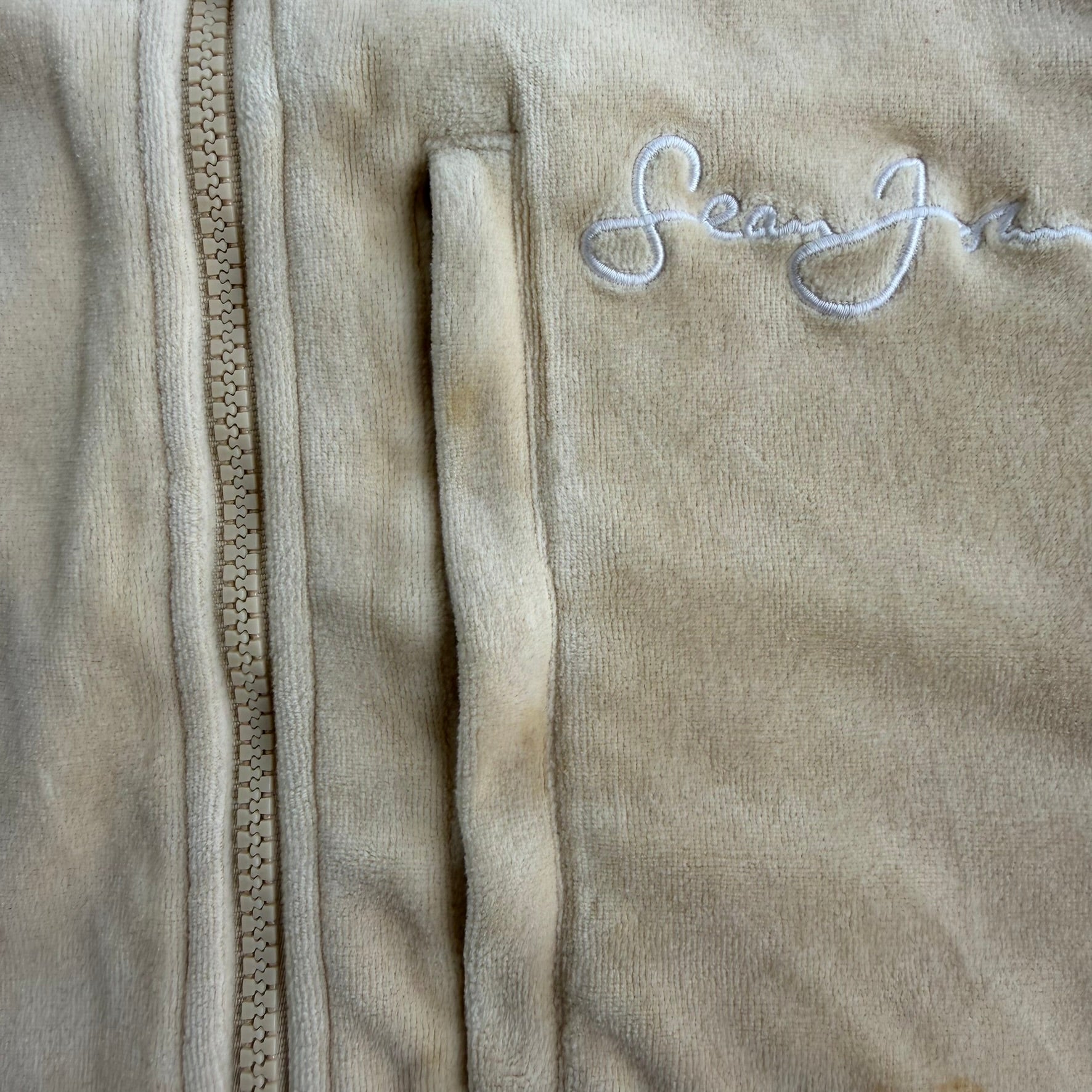 J- Vintage Sean John Embroidered Text Velour Track Jacket - 2XL