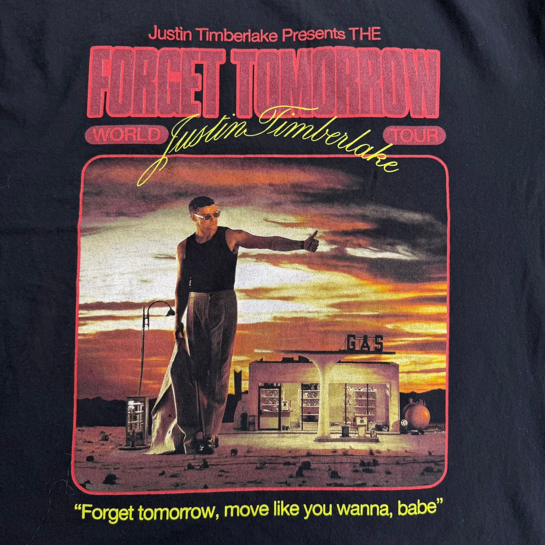 J- '24 Justin Timberlake Presents The Forget Tomorrow World Tour Picture Graphic Tee - L