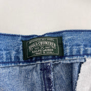 F- Vintage 90s POLO COUNTRY Ralph Lauren Pleated Wide Leg Blue Denim Pants