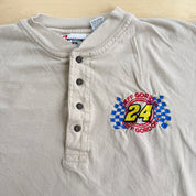 J- Vintage Nascar Jeff Gordon Embroidered Logo & Text Henley Tee - 2XL