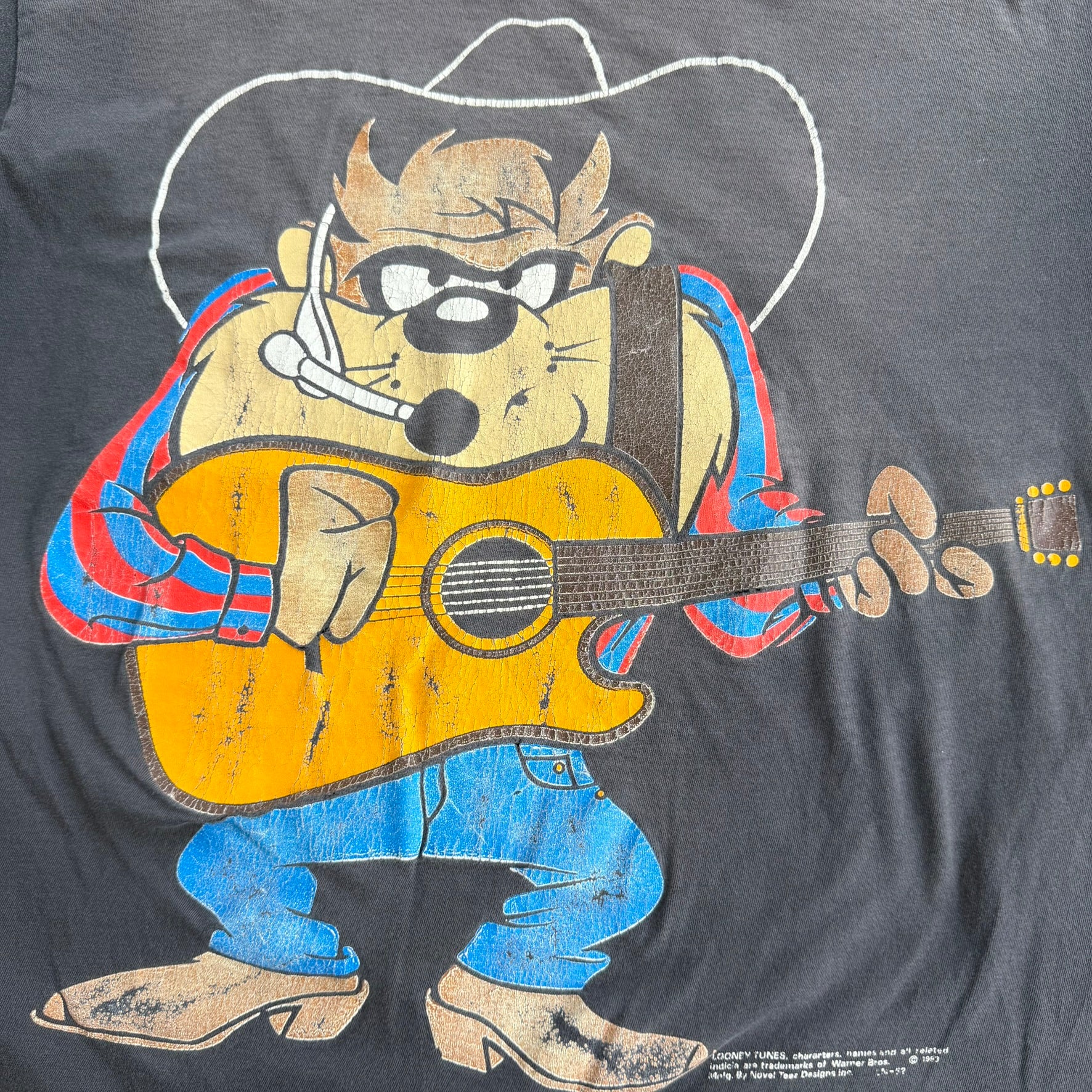 Vintage '93 Looney Tunes Taz Devil Country Singer Graphic Made In Canada Single Stitch Tee - L