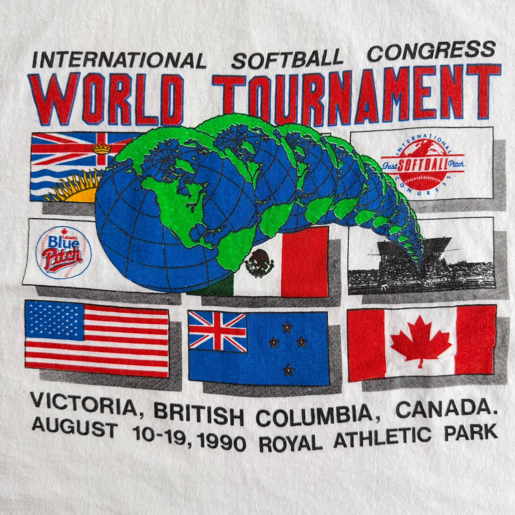 J- Vintage '90 International Softball Congress World Tournament Victoria BC Graphic Single Stitch Tank Top - L