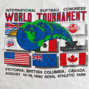 J- Vintage '90 International Softball Congress World Tournament Victoria BC Graphic Single Stitch Tank Top - L