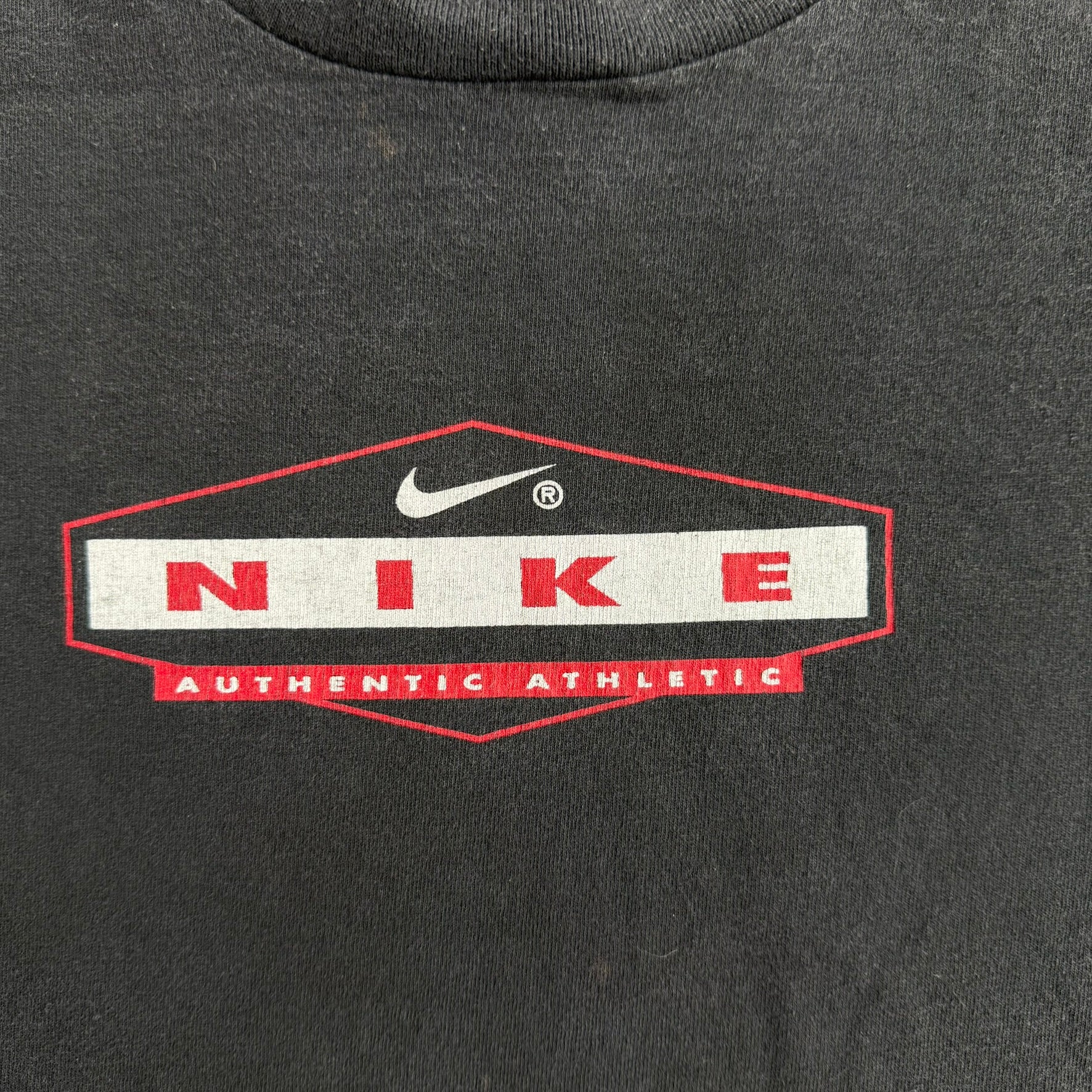 J- Vintage 90s Nike Authentic Athletic Graphic Made In USA Single Stitch Tee - 2XL