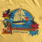 J- Vintage 90s West Indies Montserrat Boat & Parrot Graphic Made In USA Single Stitch Tee - M