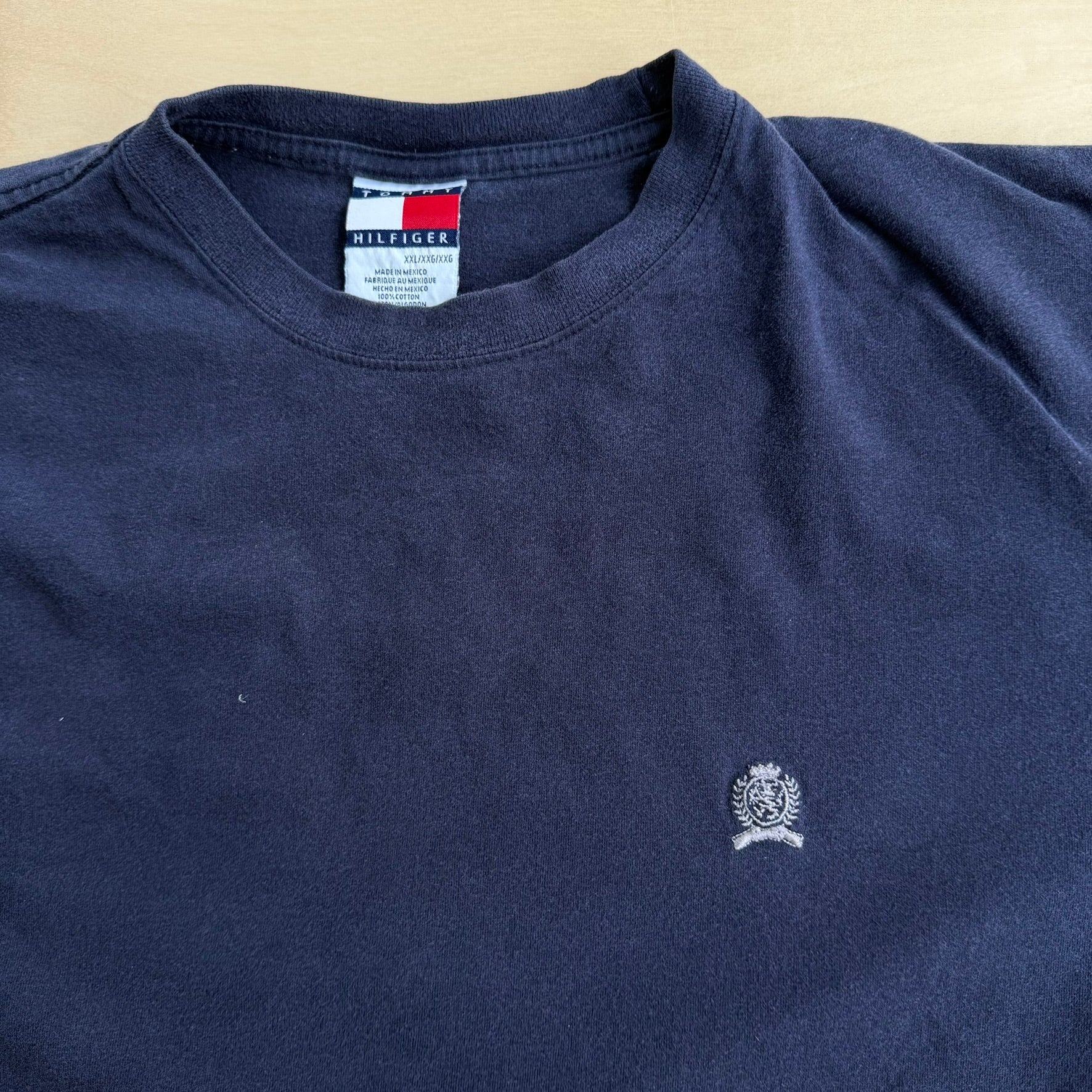 J- Vintage Tommy Hilfiger Embroidered Crest Tee - 2XL